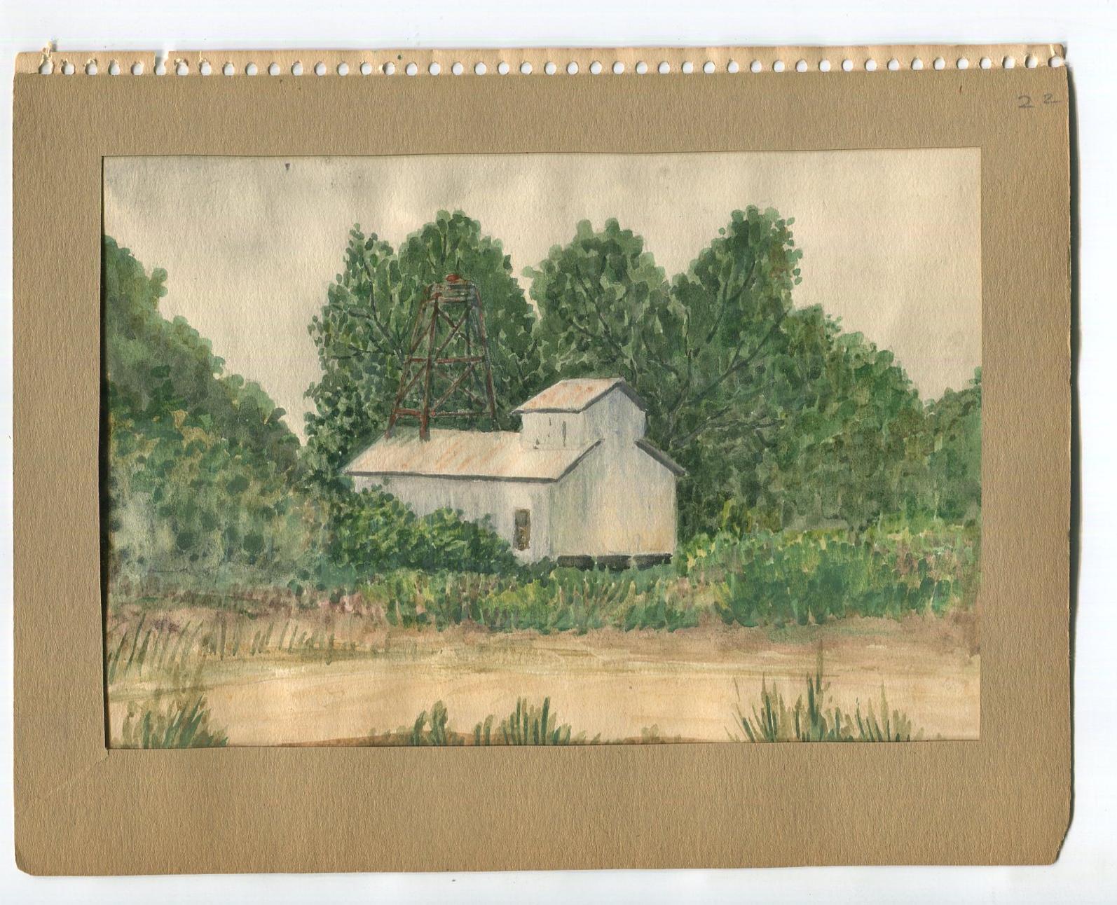 VINTAGE 1939 CLAREMONT CA WATER PUMP HOUSE NEAR INDIAN HILL GOLF COURSE PAINTING for Sale ...