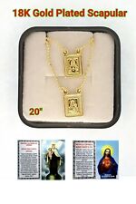 14k Gold Plated Our Lady Mt Carmel & Sacred Heart Jesus  Scapular Necklace  picture