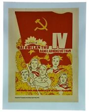Vietnam War Poster Propaganda Students Wave Flag 4th Communist Party Anniversary picture