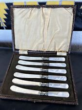 ANTIQUE VINTAGE Set of 6 Mother of Pearl Luncheon Knives picture