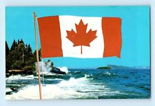 1964 Canada's New Flag Maple Leaf Red White Stripe Crashing Waves Postcard C2 picture