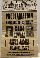 JESSE JAMES $25000 PROCLAMATION WANTED DEAD OR ALIVE REWARD POSTER  picture