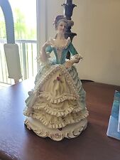 LARGE VINTAGE DRESDEN PAT #8340 ANTOINETTE  MARDI GRAS FIGURINE 10 INCH TALL picture