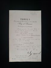 Antique Royal 1887 King Carol I Romania Signed Royalty Autograph Document Letter picture