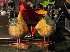 PAIR OF HENS  / TOUCHING MOVEMENTS  FINE PORCELAIN // TALL: 10” x L. 9.1/2”  INC picture