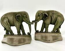 Vintage Pair of Elephant Cast Iron Metal Bookends Collectible 5.5