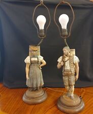 Painted Tin Figural Pair of Lamps of a Bavarian Couple picture