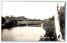 c1940s Covered Bridge Sandy River New Sharon Maine ME RPPC Photo Postcard picture