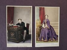 Antique 1800s Mayall Hand Colored Cdv Cards Set of King Edward VII and Alexandra picture