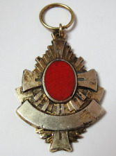 ANTIQUE MEDAL BLACKINTON WITH RED STONE FOB PENDANT picture