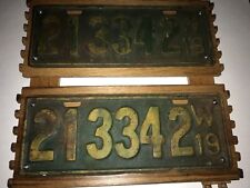 RARE OLD PAIR OF 1919 WISCONSIN CAR LICENSE PLATES picture