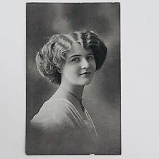 Vintage RPPC Real Photo Postcard Portrait Beautiful Young Woman Necklace  picture