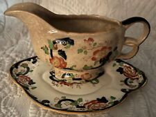 Antique Mason’s Mandalay Chinoiserie Sauce/Gravy Boat & Saucer Ironstone England picture