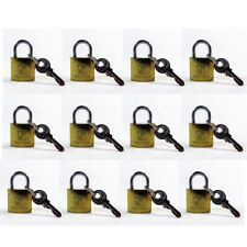 Lot Of 12 Padlock Small Brass 20MM Mini Tiny Lock Keyed Box Jewelry Drawer 2 Key picture