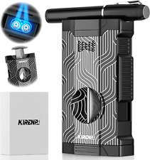 Torch Lighter with V Cut Cutter Holder Dual Windproof Jet Flames Unique Gift Box picture