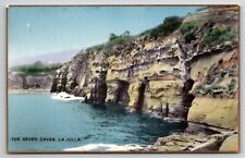The Seven Caves La Jolla CA Fred Martin Hand Colored Gilded Photo Postcard I30 picture
