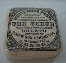 Antique, (c1890) Maw & Thompson ORIGINAL Victorian LONDON ToothPaste jar pot lid picture