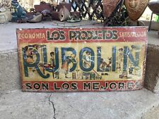 Early 1930’s RUBOLIN Cleaner Tin Litho Sign (Rare) Incredible Graphics Spanish picture