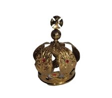 VTG. METAL GILT CROWN WITH RED STONES 4