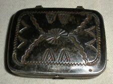 ANTIQUE LARGE NAVAJO STERLING SILVER PILL BOX W/ GREAT CLASSIC STAMPWORK vafo picture