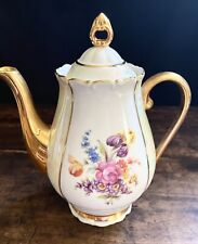 1792 L Haas & Czjzek Gold  Gilt Pearl Lustreware Lidded TeaPot Czechoslovakia   picture