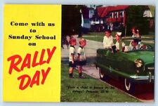 Saint Paul MN Postcard Rally Day Sunday School Childrens Car c1950's Vintage picture