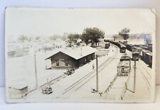 RPPC Roundup Montana Railroad Depot Rail Car Yard ELK Hotel Saloon Business 1920 picture