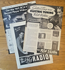 LOT of 3 1930s GE RADIO & RCA VICTOR Vintage Full Page Magazine Ads 14x10