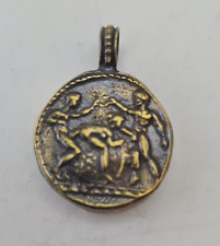   Ancient Bronze Erotic Amulet Pendant Medallion Antique Roman Style Handmade picture