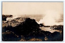 1910 Crashing Waves Rocky Coast Biddeford Maine ME Posted RPPC Postcard picture