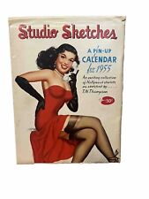 Vintage Risque RARE COMPLETE 12 page 1955 Studio Sketches Calendar Pin Up Girls picture
