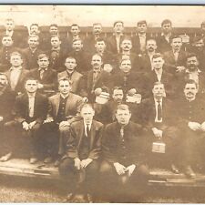 c1910s Large Group Men RPPC Occupational Workers? Water Pail Real Photo A173 picture