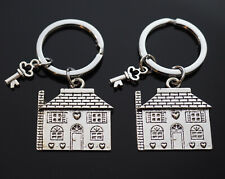 2pc Set House Warming Four Square Romantic Hearts Keys Love KeyChain Charms Gift picture