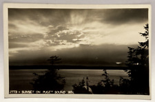 RPPC Sunset on Puget Sound, Washington WA Vintage Real Photo Postcard picture