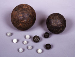 Cannonballs and grapeshot from the battlefield at Waterloo