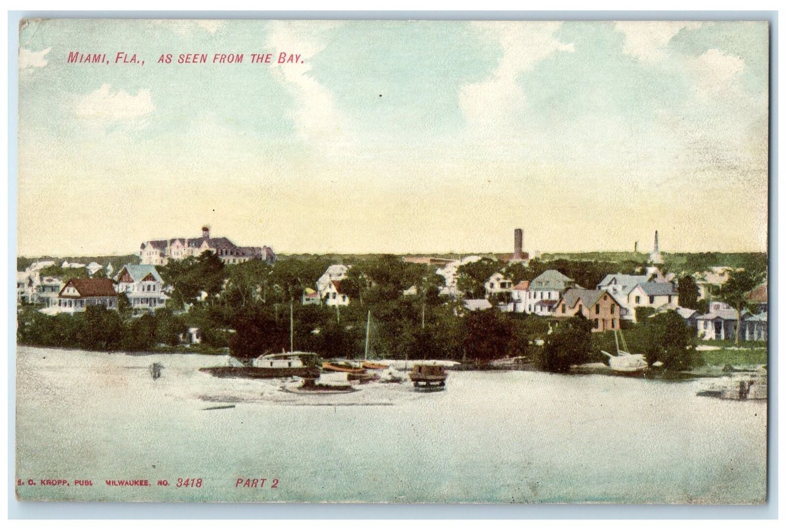 c1910s As Seen From The Bay Residence Miami Florida FL Unposted Vintage Postcard