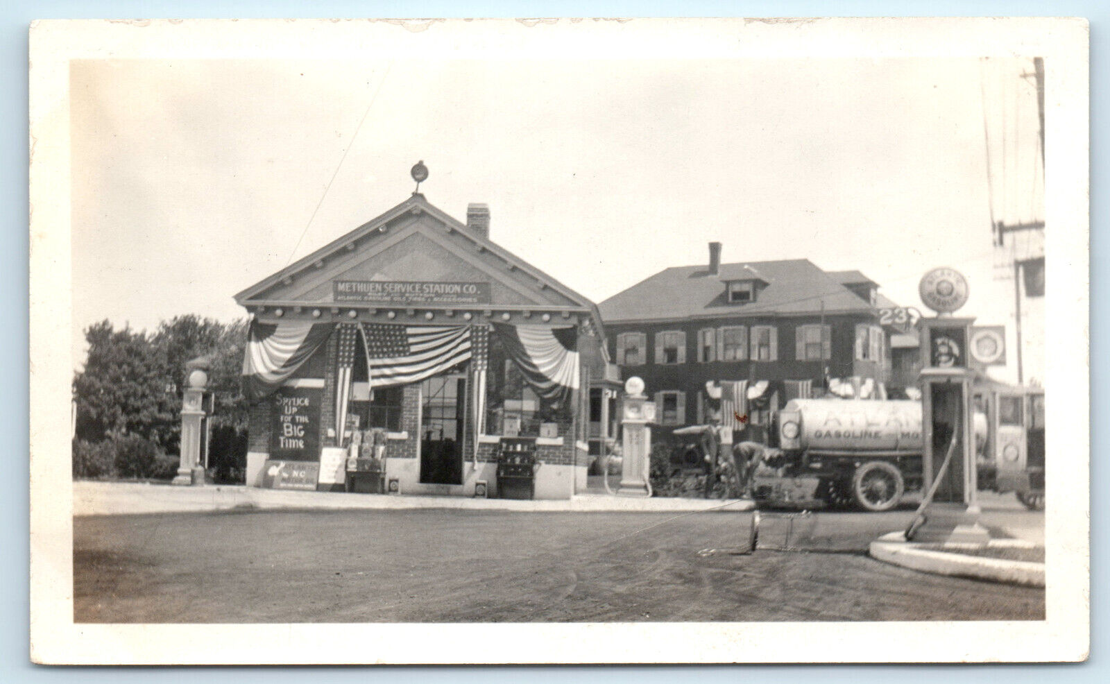 Methuen Massachusetts Atlantic Gasoline Service Station Truck Snapshot Photo