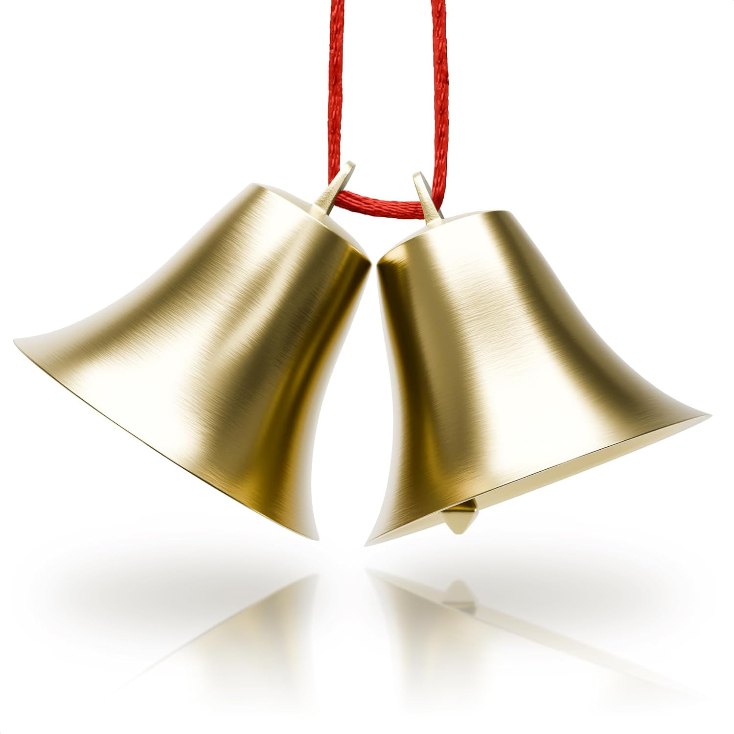 2Pcs Vintage Hanging Bells for Door - Cow Bell Necklaces Hanging Bell Brass Bell
