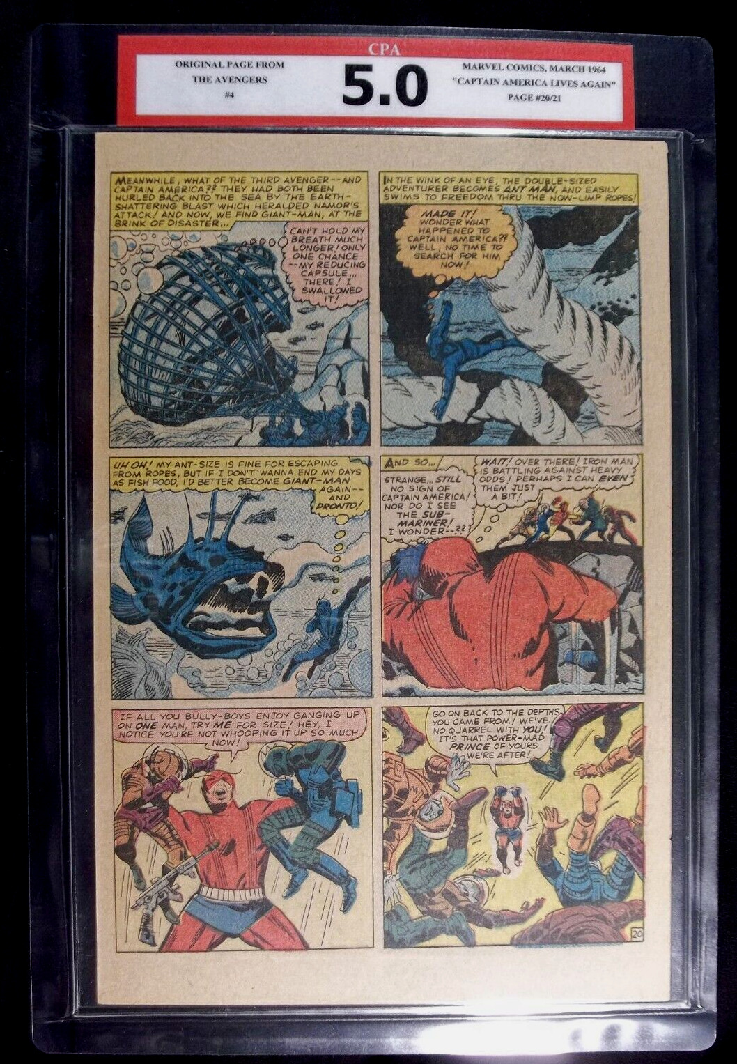The Avengers #4 CPA 5.0 SINGLE PAGE #20/21 1st Silver Age App of Captain America