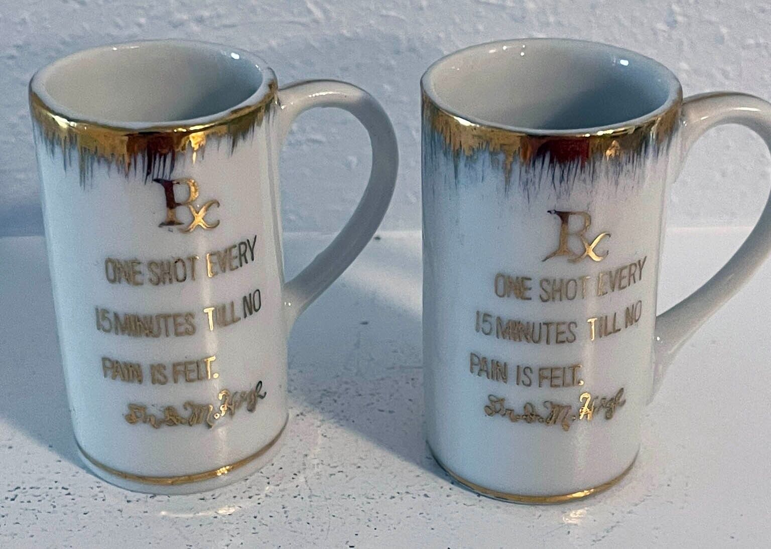 Two Vintage Shot Glasses RX one shot/every 15 minutes Dr. I. M. High 1960s