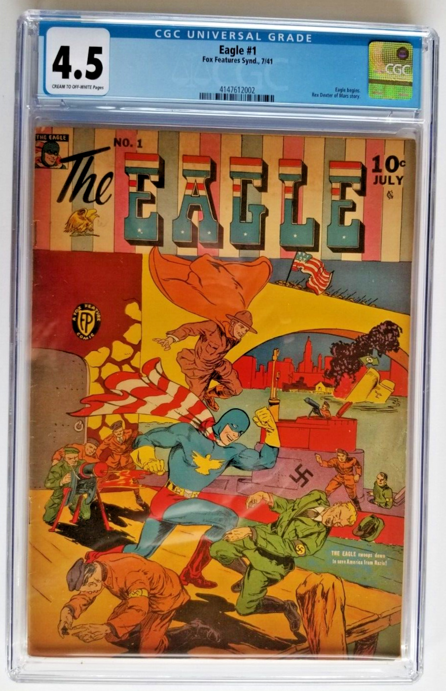 THE EAGLE #1 CGC VG+ 4.5 FOX 1941 THE EAGLE BEGINS REX DEXTER OF MARS STORY