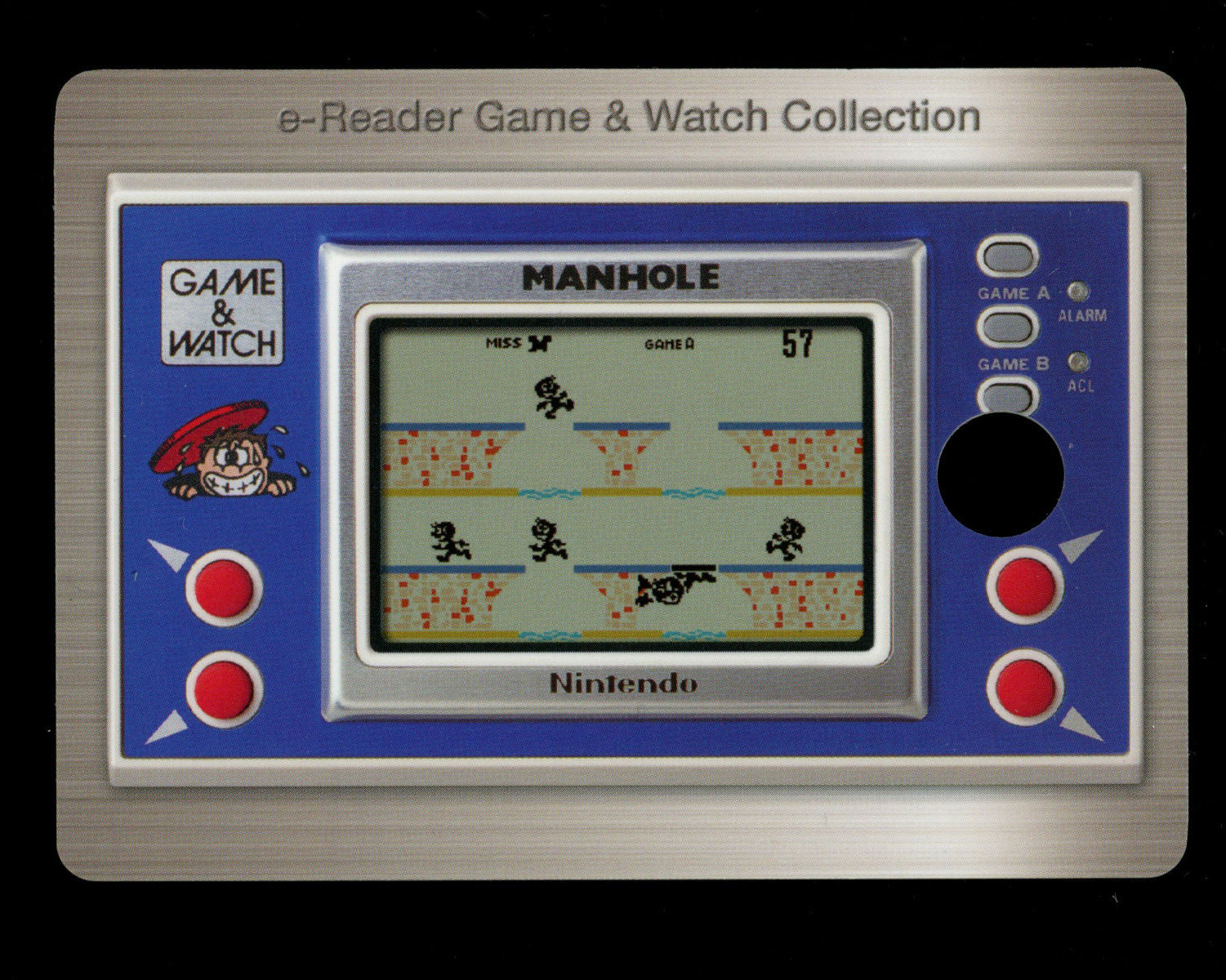 Nintendo Game & Watch e-Reader Card - Manhole #02-A001 HOLE PUNCHED [b4x] Glossy