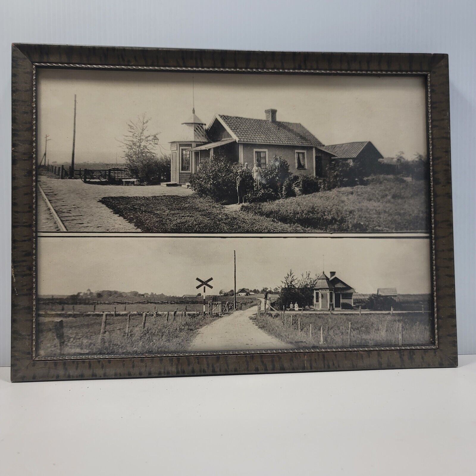Old Acklinga House Family Farm Railroad Track Crossing Old Photo Bicycle 11\