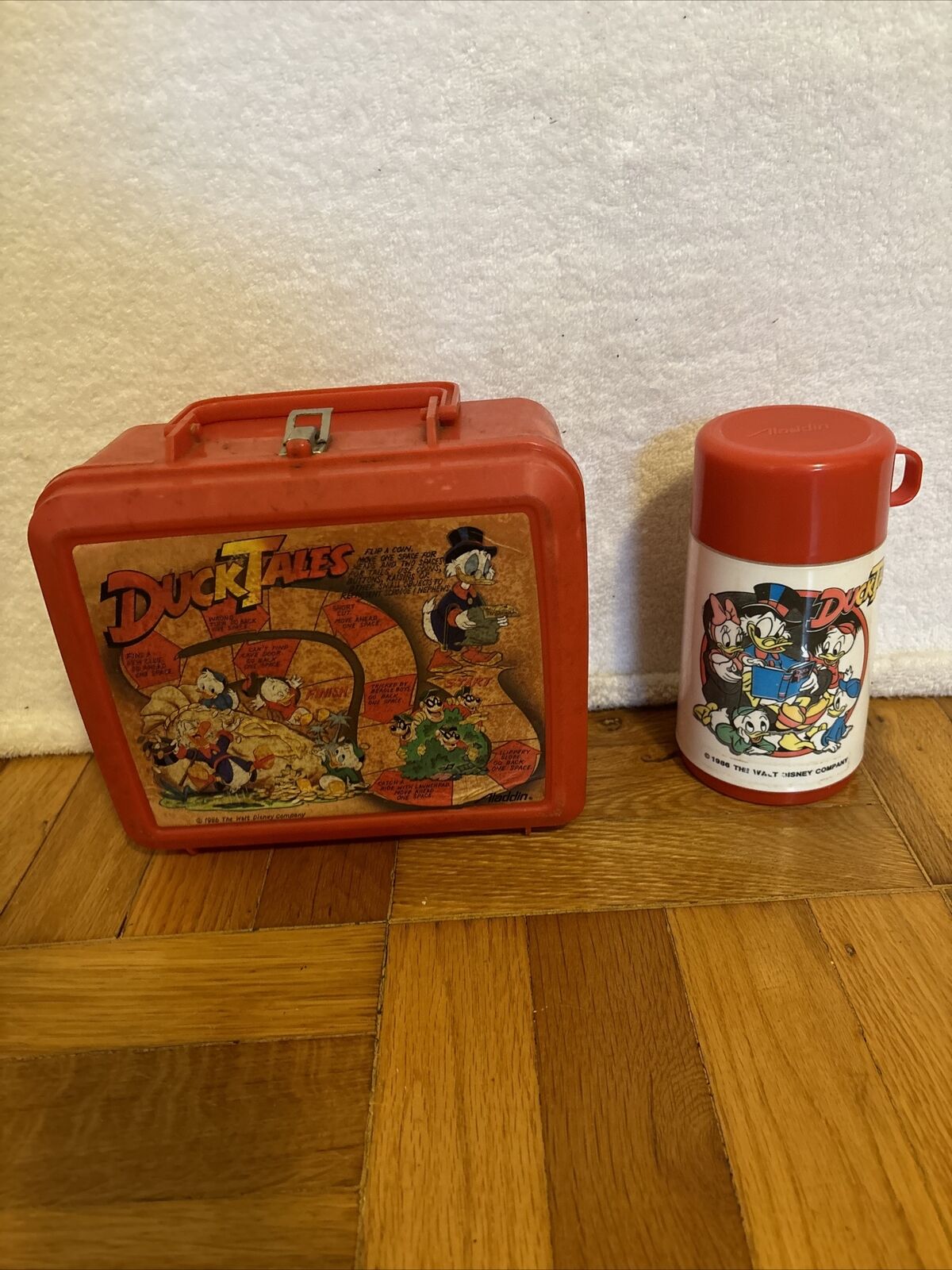Vintage 1986 Walt Disney Duck Tales Red Lunch Box & Thermos 
