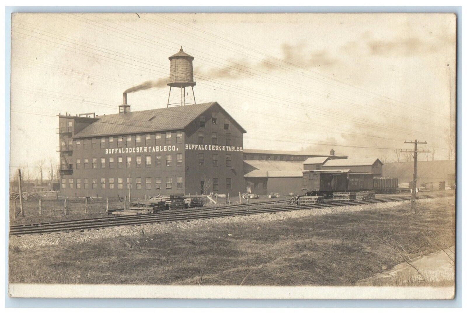 1907 Buffalo Desk Table Co. Factory Blasdell New York NY RPPC Photo Postcard