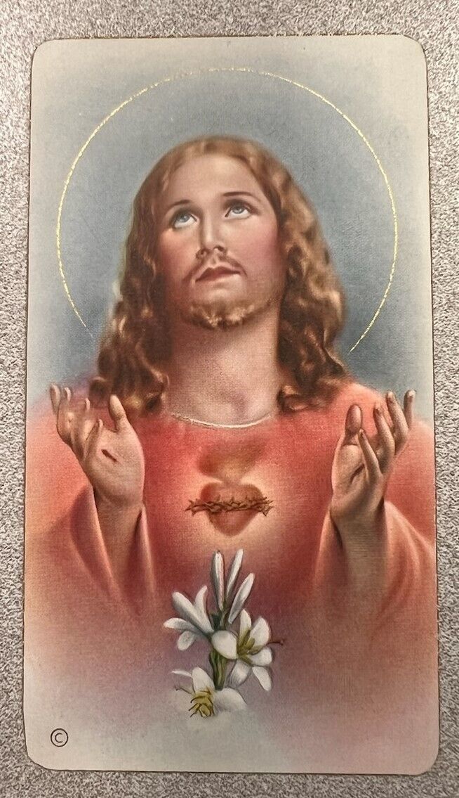 Vintage Catholic Holy Card - Sacred Heart Of Jesus