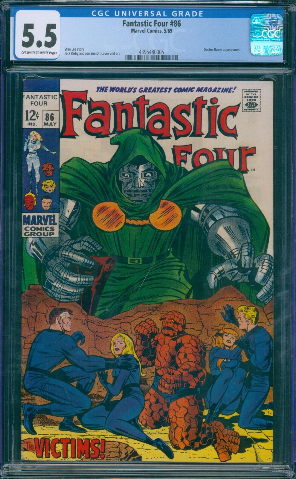 Fantastic Four #86 1969 CGC 5.5 OW-W Pages Classic Dr. Doom Cover
