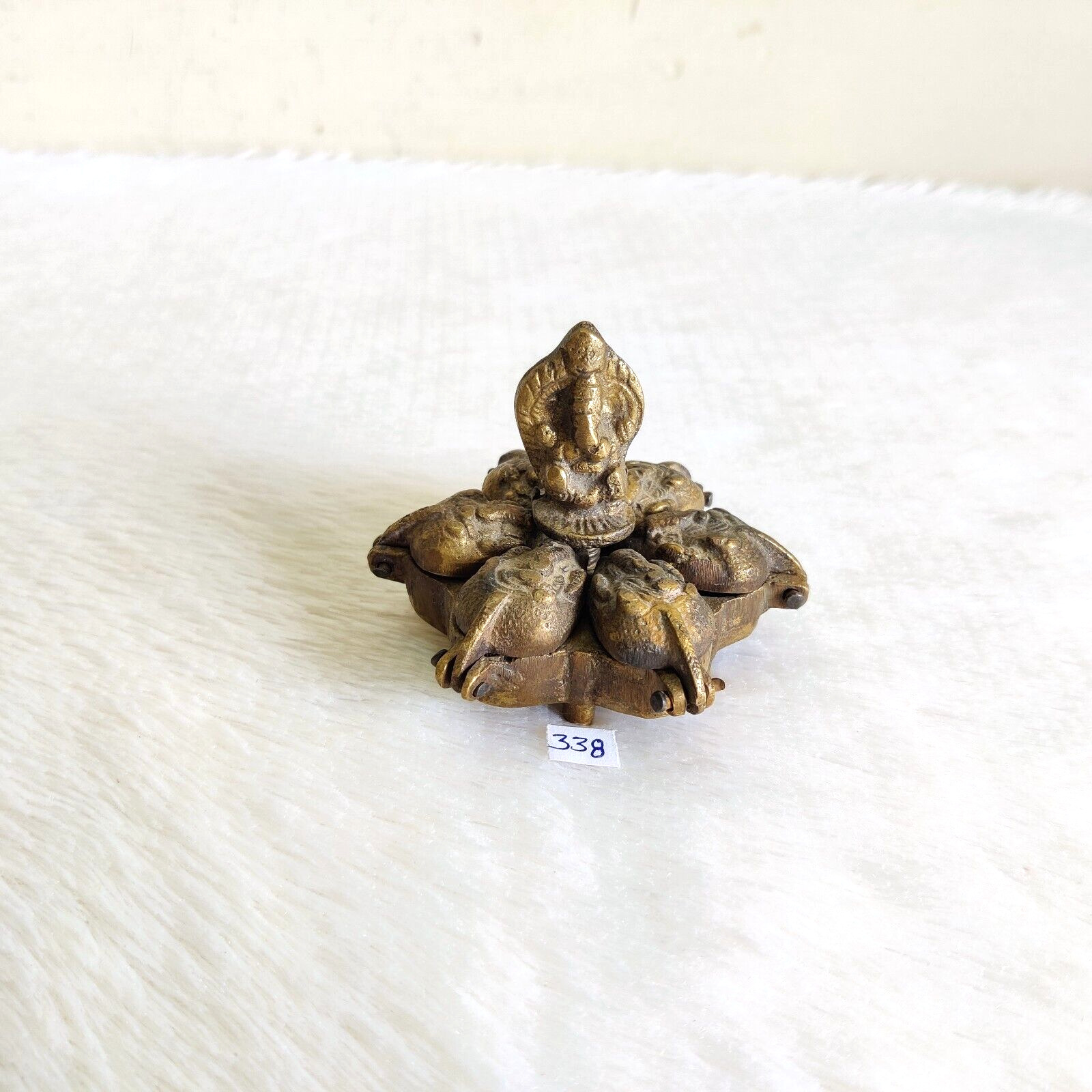 1930s Vintage Brass Handcrafted Lord Ganesha Small 6 In 1 Oil Lamp Rare 338