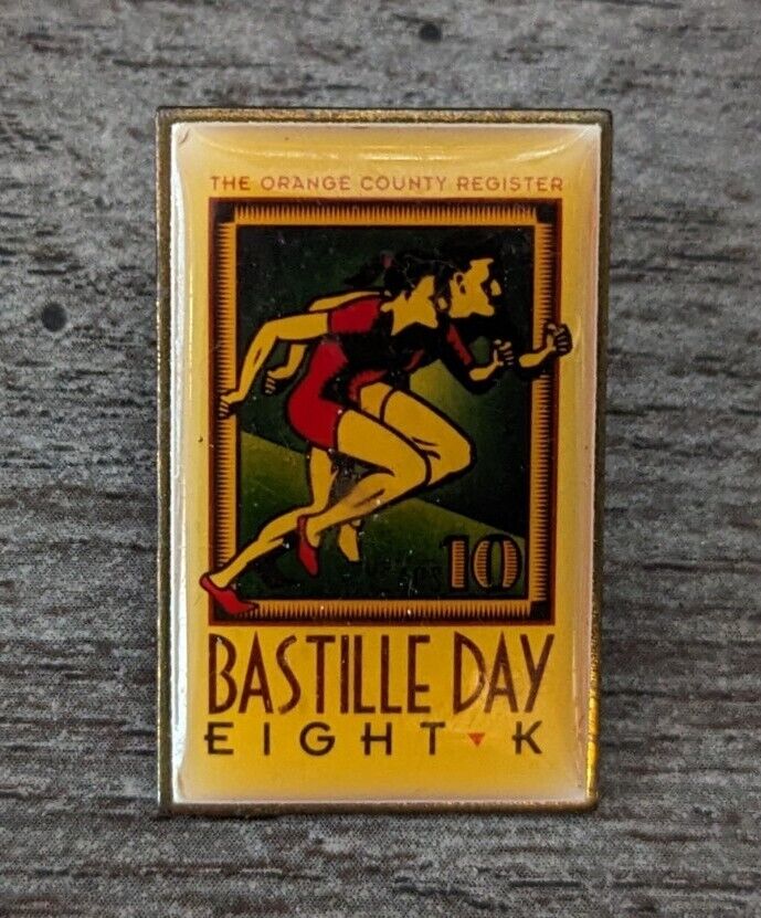 Bastille Day Eight K Orange County Register Charity Run Vintage Lapel Pin 