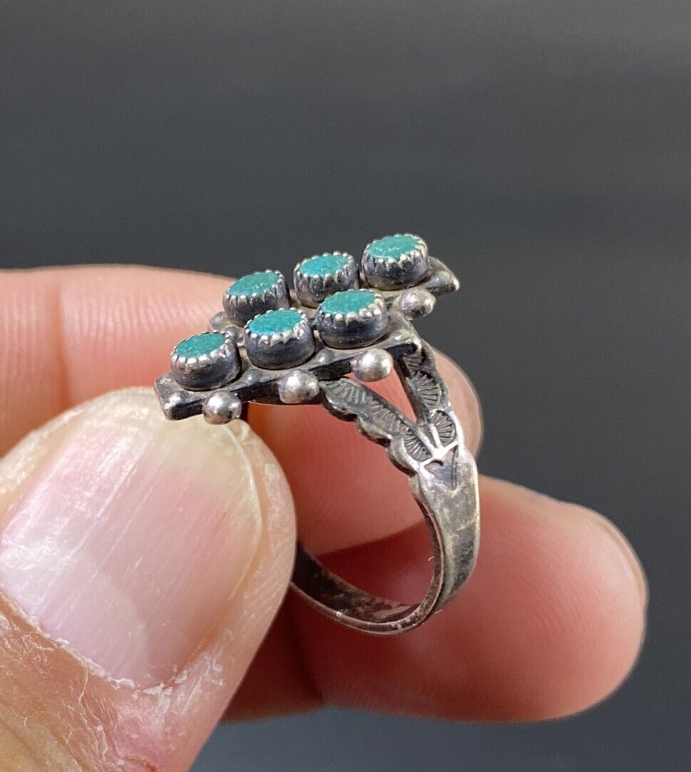 Vintage Navajo Native American Snake Eye Turquoise Sterling Silver .925 Ring